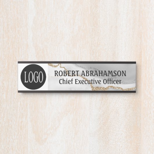 大理石ホワイト金ゴールドロゴオフィスのドアシンボルや象徴の署名 サインプレート (正面)