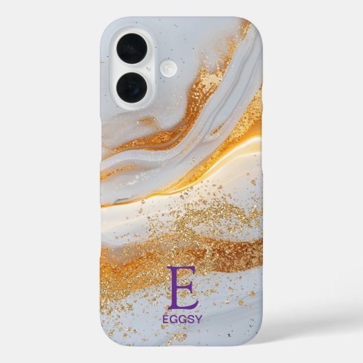 大理石ホワイト シック ゴールドラメ モノグラム Case-Mate iPhoneケース (裏面)