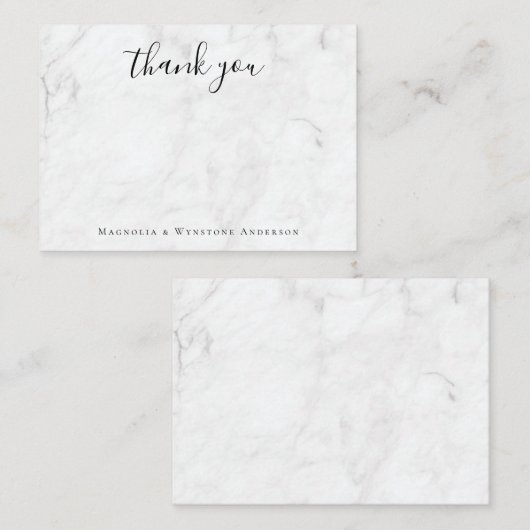 大理石ミニマリスト書道ありがとう ノートカード (正面/裏面)
