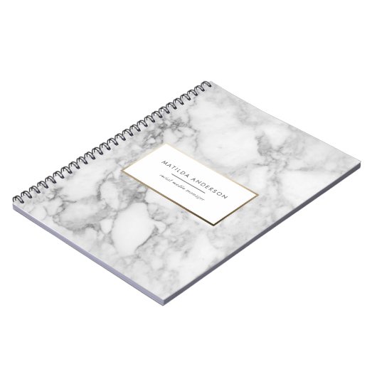 大理石ミニマルと金ゴールドの幾何学 ノートブック (左側)