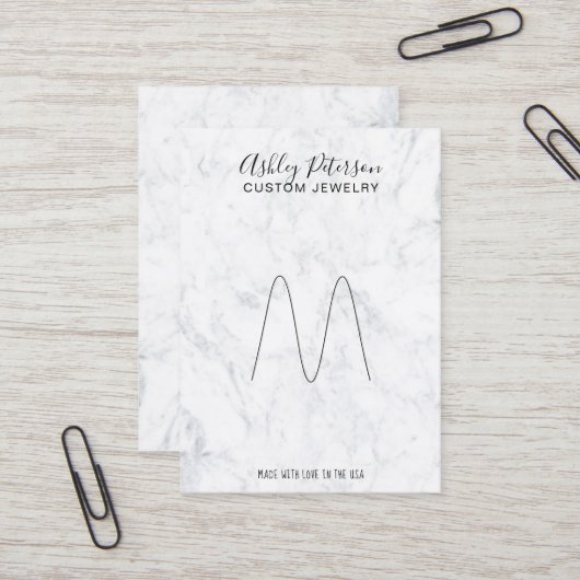 大理石ミニマルエレガントジュエリーリング表示 名刺 (正面/裏面インサイチュ)