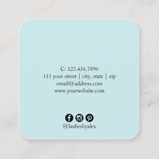 大理石ミニマルモダンバラ金ゴールドまつげエクステンション スクエア名刺 (裏面)