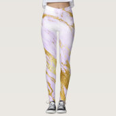大理石ミニマル抽象芸術ミニマル薄紫紫金ゴールド レギンス (正面)