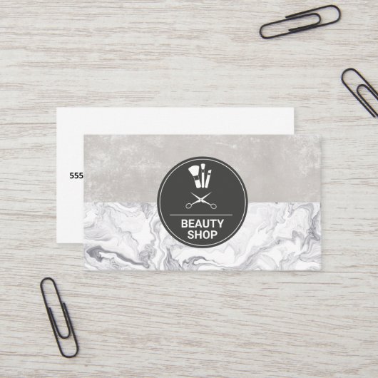 大理石メイクアップブラシ 名刺 (正面/裏面インサイチュ)