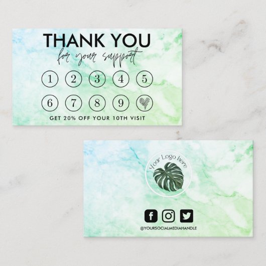 大理石メイクアップヘアロゴロイヤリティカード 名刺 (正面/裏面)