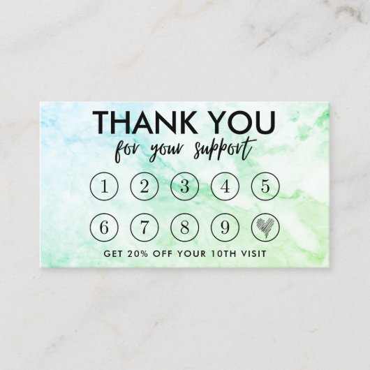 大理石メイクアップヘア感謝していロイヤリティカード 名刺 (正面)