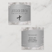 大理石メタルブラシ |美容師 スクエア名刺 (正面/裏面)
