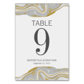 大理石モダンと金ゴールドの結婚テーブル番号カード テーブルナンバー (裏面)