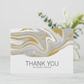 大理石モダンと金ゴールド結婚のサンキューカード サンキューカード (スタンド正面)