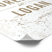 大理石モダンの結婚ウェルカムサイン |黒 ポスター (角)