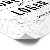 大理石モダンの結婚ウェルカムサイン |黒 ポスター (角)