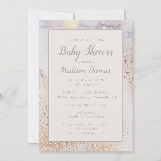 大理石モダンの輝き |赤ちゃんシャワー 招待状 (正面)