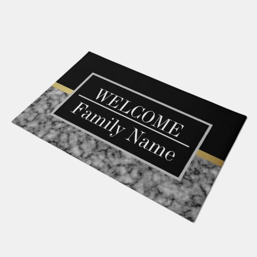 大理石モダンエレガント歓迎 ドアマット (アングル)