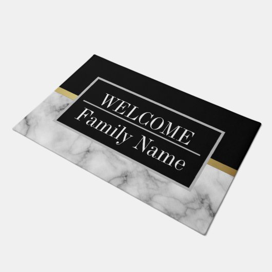 大理石モダンエレガント歓迎 ドアマット (アングル)