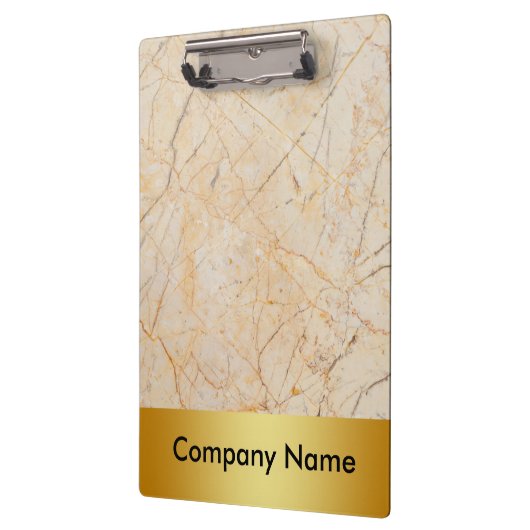 大理石モダンエレガント金ゴールドフェイクフォイル会社のロゴ クリップボード (左)