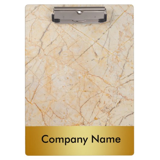 大理石モダンエレガント金ゴールドフェイクフォイル会社のロゴ クリップボード (正面)