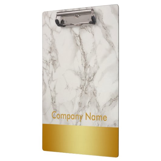 大理石モダンエレガント金ゴールドフェイクフォイル会社のロゴ クリップボード (左)