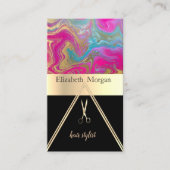 大理石モダンエレガント金ゴールドブラック,はさみ 名刺 (正面)