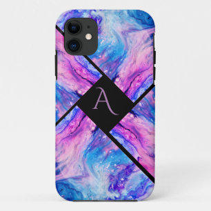 大理石モダンカラフルモノグラム iPhone 11 ケース