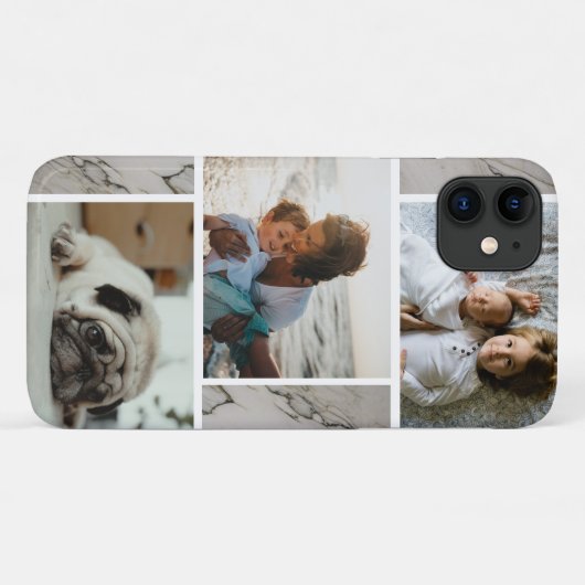 大理石モダンカラーブロックとユーザのカスタム写真 Case-Mate iPhoneケース (裏面(横))