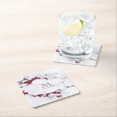 大理石モダングリッターモノグラムブルゴーニュID816 スクエアペーパーコースター (インサイチュ)