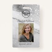 大理石モダングリッター従業員の写真IDバッジ バッジ (正面)