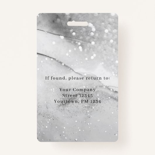 大理石モダングリッター従業員の写真IDバッジ バッジ (裏面)