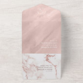 大理石モダングリッター結婚のバラ金ゴールドID816 オールインワン招待状 (外側)