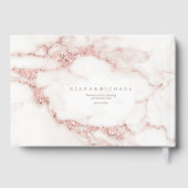 大理石モダングリッター結婚のバラ金ゴールドID816 ゲストブック (裏面)