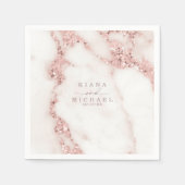 大理石モダングリッター結婚のバラ金ゴールドID816 スタンダードカクテルナプキン (正面)