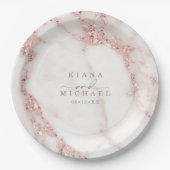 大理石モダングリッター結婚のバラ金ゴールドID816 ペーパープレート (正面)