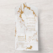 大理石モダングリッター結婚の金ゴールドID816 オールインワン招待状 (内側)