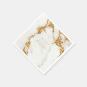 大理石モダングリッター結婚の金ゴールドID816 スタンダードカクテルナプキン (角)