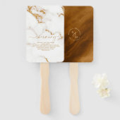 大理石モダングリッター結婚の金ゴールドID816 ハンドファン (正面&裏面)