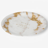 大理石モダングリッター結婚の金ゴールドID816 ペーパープレート (アングル)