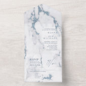 大理石モダングリッター結婚ズダスティブルーID816 オールインワン招待状 (内側)
