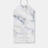 大理石モダングリッター結婚ズダスティブルーID816 ギフトタグ (正面)