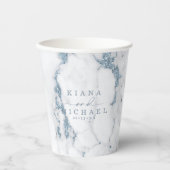 大理石モダングリッター結婚ズダスティブルーID816 紙コップ (正面)