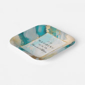 大理石モダンターコイズと金ゴールド結婚ズ ペーパープレート (傾斜あり)