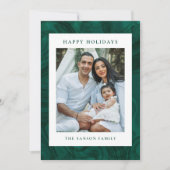 大理石モダンダークグリーンホリデーフォトカード シーズンカード (正面)