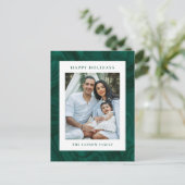 大理石モダンダークグリーンホリデーフォトカード シーズンポストカード (スタンド正面)