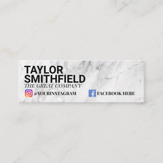 大理石モダントレンディーソーシャルメディア名刺 スキニー名刺 (正面)