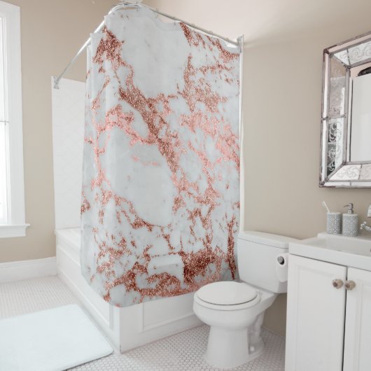 大理石モダンバラ金ゴールドグリッター シャワーカーテン (インサイチュ)