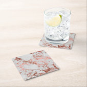 大理石モダンバラ金ゴールドグリッター スクエアペーパーコースター (インサイチュ)