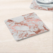 大理石モダンバラ金ゴールドグリッター スクエアペーパーコースター (アングル)