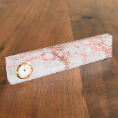 大理石モダンバラ金ゴールドグリッター デスクネームプレート (側面)