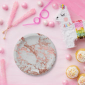 大理石モダンバラ金ゴールドグリッター ペーパープレート (パーティー)