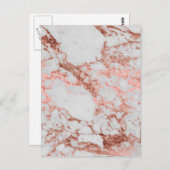 大理石モダンバラ金ゴールドグリッター ポストカード (正面/裏面)