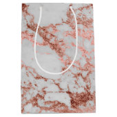 大理石モダンバラ金ゴールドグリッター ミディアムペーパーバッグ (正面)