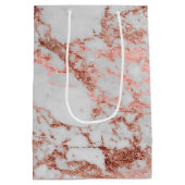 大理石モダンバラ金ゴールドグリッター ミディアムペーパーバッグ (裏面)